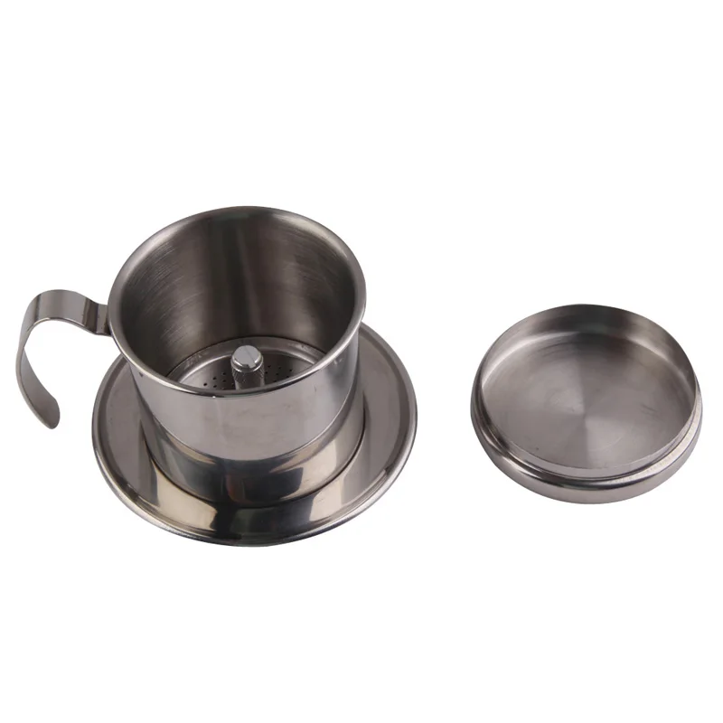  ASLT Top Quality Vietnam Style Coffee Mug Cup Jug Stainless Steel Metal Vietnamese Coffee Drip Cup Filter Maker Strainer 10*8cm 