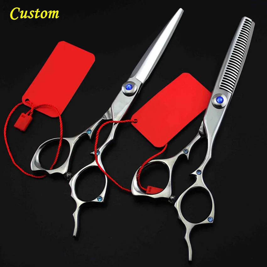 Custom professional japan 440c 6 inch hair scissors cutting barber haircut makas thinning scisor