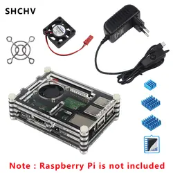 Raspberry Pi 3 Model B плюс 9 слой акрилового чехол + 3A Мощность адаптер + вентилятор охлаждения + радиатором для Raspberry Pi 3B + 3B 2B корпус