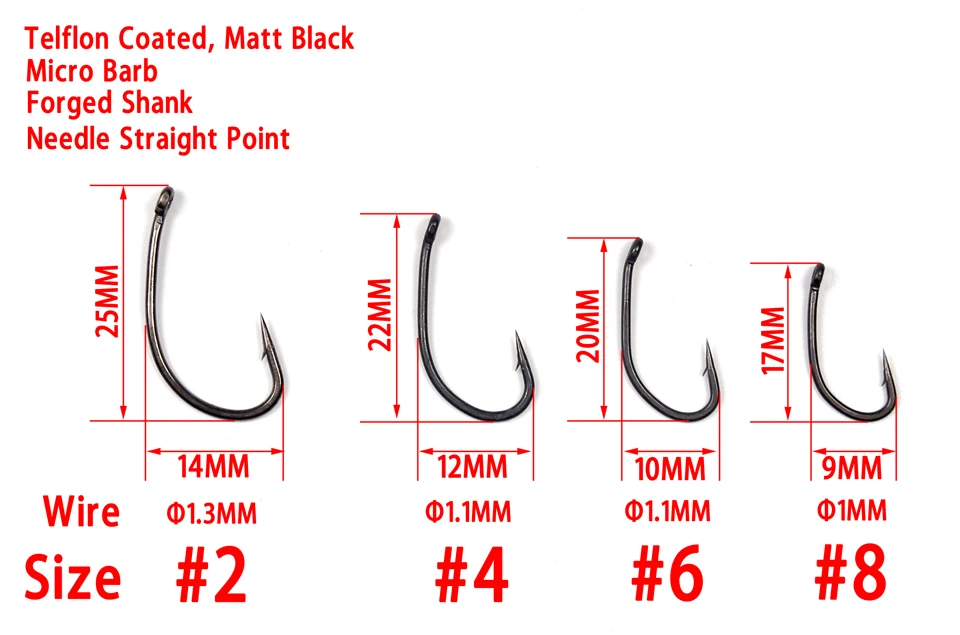 Bimoo 20 шт./упак.#2#4#6#8 Telflon покрытие карпа Крючки из высокоуглеродистой стали Карп рыболовные крючки