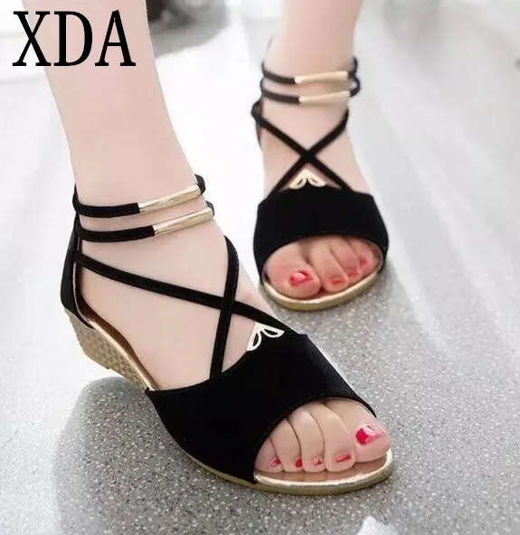 XDA 2018 new Women Summer shoes fashion platform suede sandals women's shoes flat shoes sandals free shipping X413