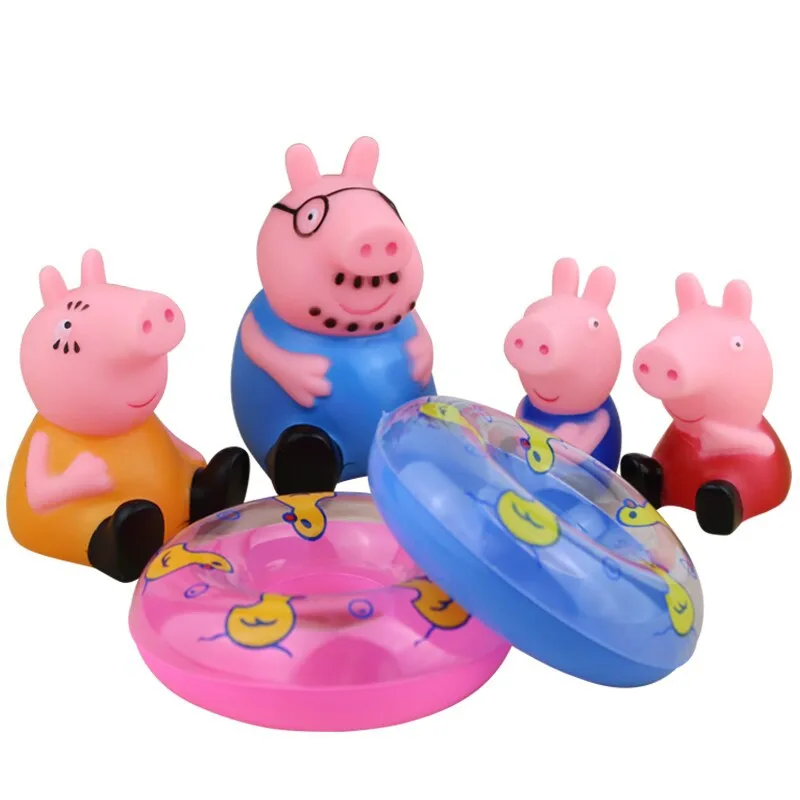 

Peppa Pig Bathing Water Bath Toy Anime Figure Baby Pinch Action Figure Pinch Gelatin Small Animal Toys for Children 2P24
