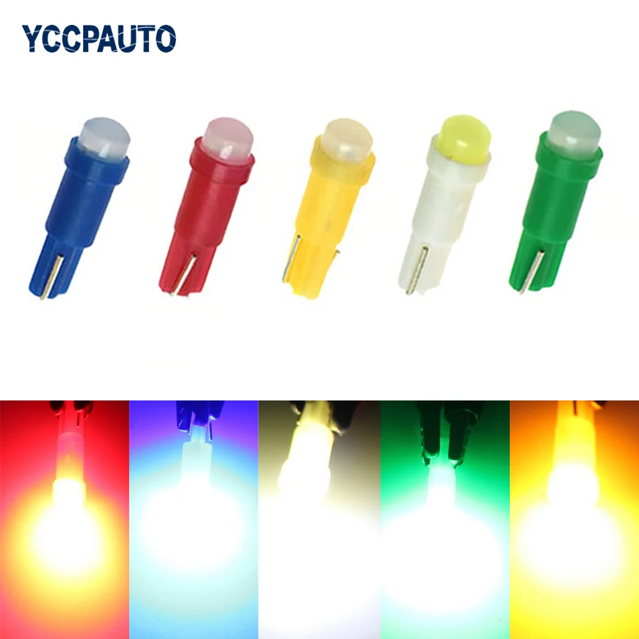 

T5 Led Dashboard Gauge Instrument Ceramic Car Auto Side Wedge Light Lamp 1smd Ceramic 73 74 79 85 86 COB LED Bulb DC12V 50pcs