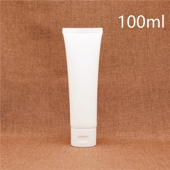 

100ml White Plastic Cosmetic Water Container Flip Cap Refillable Facial Cleanser Shampoo Cream Squeeze Bottle