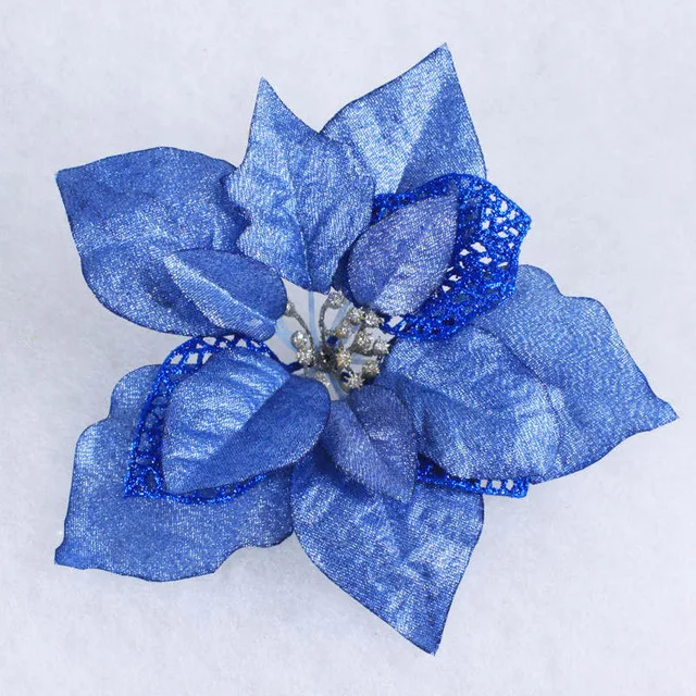 HAOCHU 5 шт./партия 22 см полые пластиковые рождественские цветы искусственные поддельные цветы для веселой Новогодняя вечеринка украшения - Цвет: blue