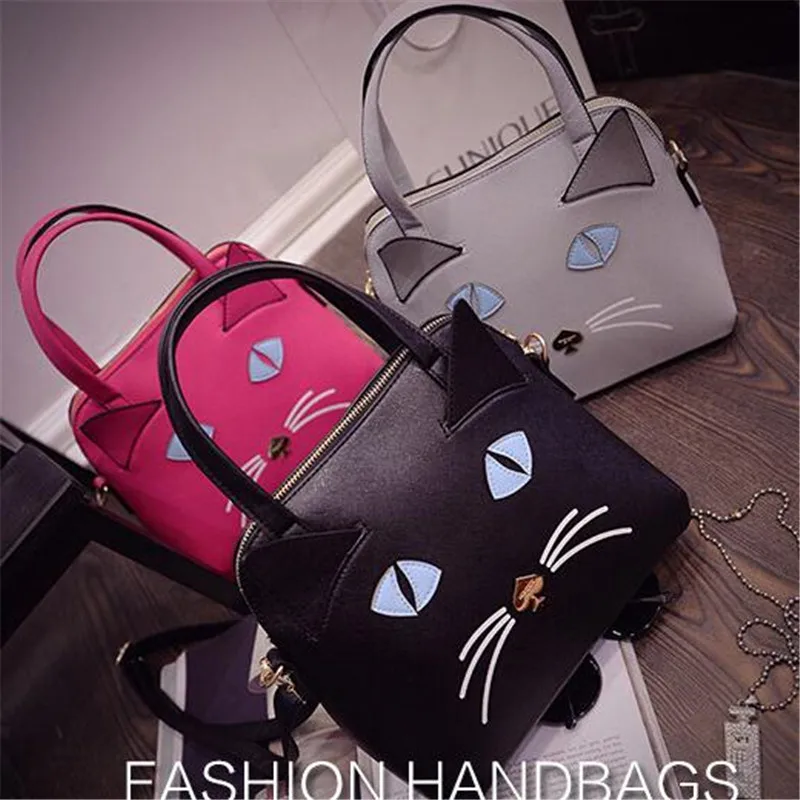 Fashion Hot Korean Cute 3D Cat Bag with Ears New Women font b Handbag b font