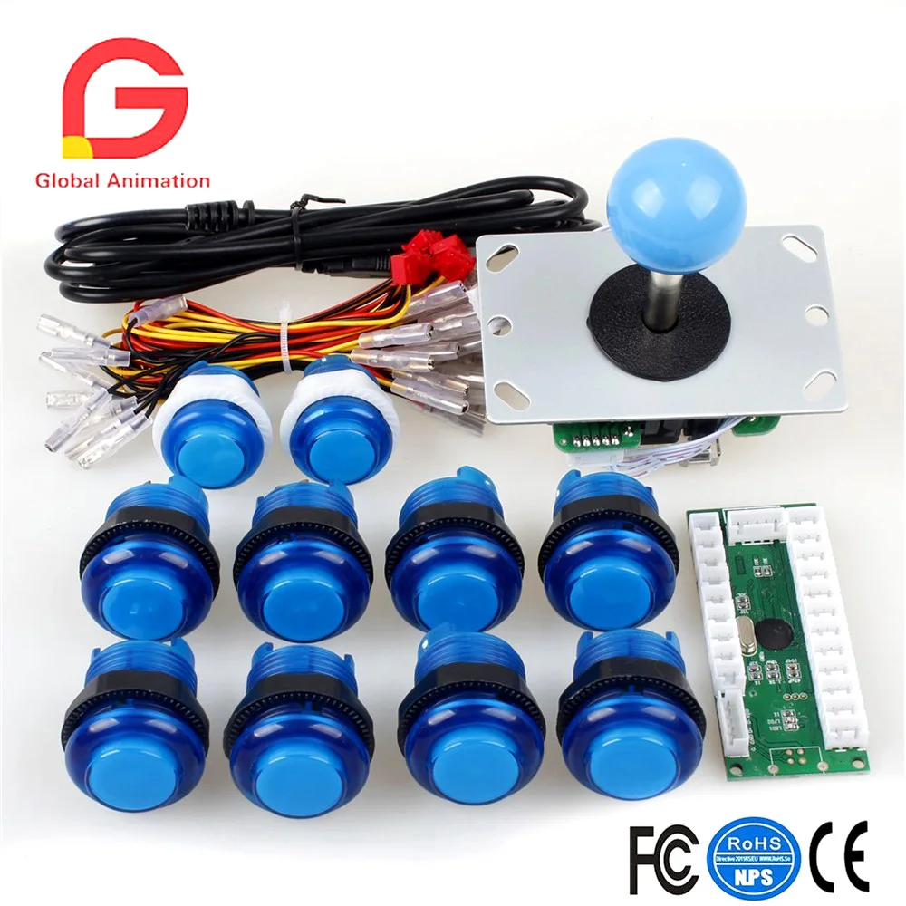 

Arcade DIY Kits Parts USB Encoder To PC Games 5Pin Joystick + 10x LED Illuminated Push Buttons For Mame Raspberry Pi 2 3