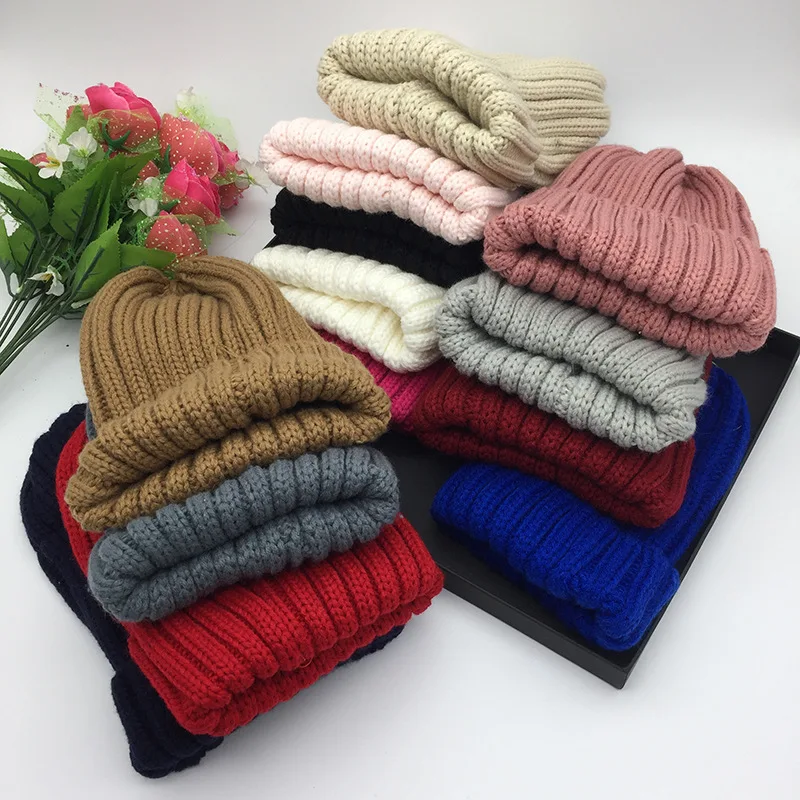 

KNB030A Hot Children's Winter Knitted Skullies Beanie Winter Kids Baby Striped Knitted Cap Bonnet Homme