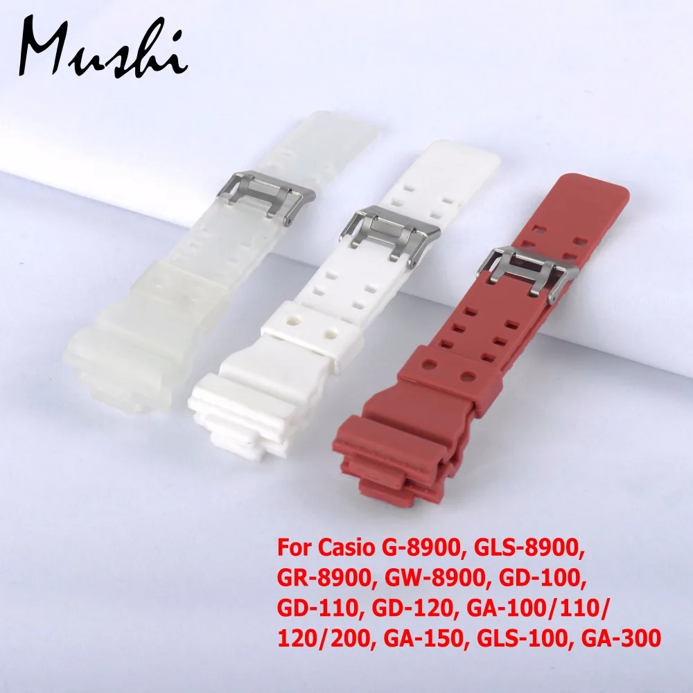 

16mm Rubber Watchbands Men Black Sport Diving Silicone Watch Strap Band Metal Buckle For g-shock Watch Accessories