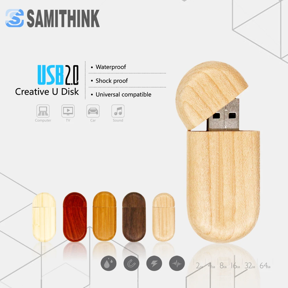 

Natural Wooden USB Flash Drive Custom Logo Pendrive High Speed USB 2.0 Flash Memory Stick Gift Pen Drive 64GB 32GB 16GB 8GB 4GB