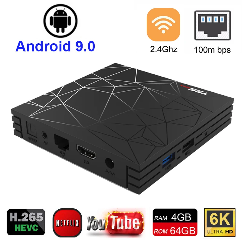 

Android 9.0 Smart TV Box T95 Max 4GB RAM 64GB ROM Allwinner H6 H.265 4K 6K 2.4G WIFI USB3.0 100Mbps LAN Media Player Set Top Box