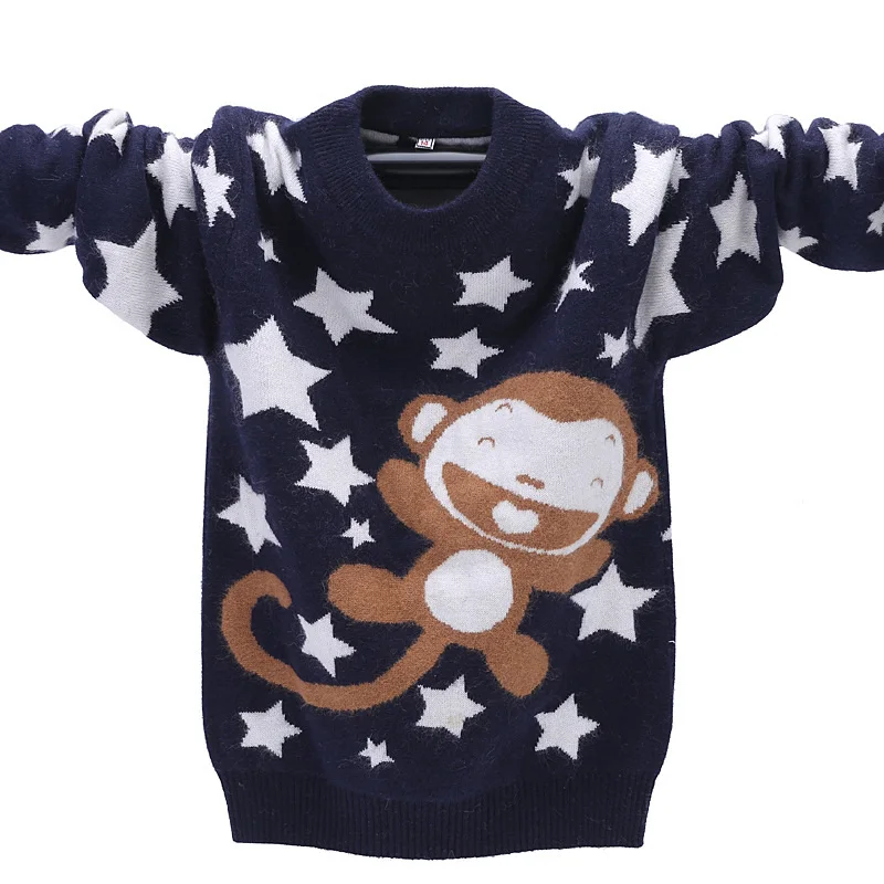 

New Winter High Quality Cashmere Sweater for Kids Pullover Sweater Warm Children Cardigan Boys Wool Sweater Jumper 100-160 cm