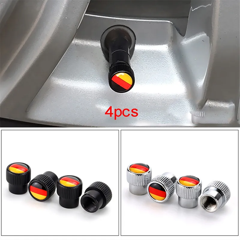 WUPP Nuts &amp Bolts 2019 NEW hot sale 4 Pcs German flag Alloy Black Enamel Auto Wheel Tire Valve protectors diy high quality 9617 |