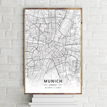 

Germany City Map Bielefeld City Map white Map Canvas Art Print Wall Pictures for Living Room No Frame