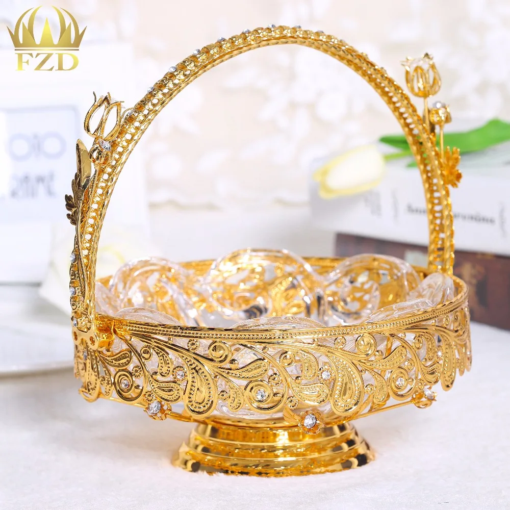 Gold Centerpiece Decorative Bowl Plate Dish Round Serving Trays Platter