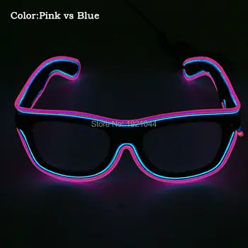 

High-grade 3V Sound Activated Two Color EL Wire Glasses LED Sunglasses Neon glow light For Festival Party Dance Cosplay Supplies