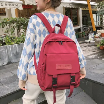 

Fashion Buckle Women Backpack Large Capacity Vintage Waterproof Nylon Shoulder Bag Schoolbag For Teenagers Girls Bookbag New