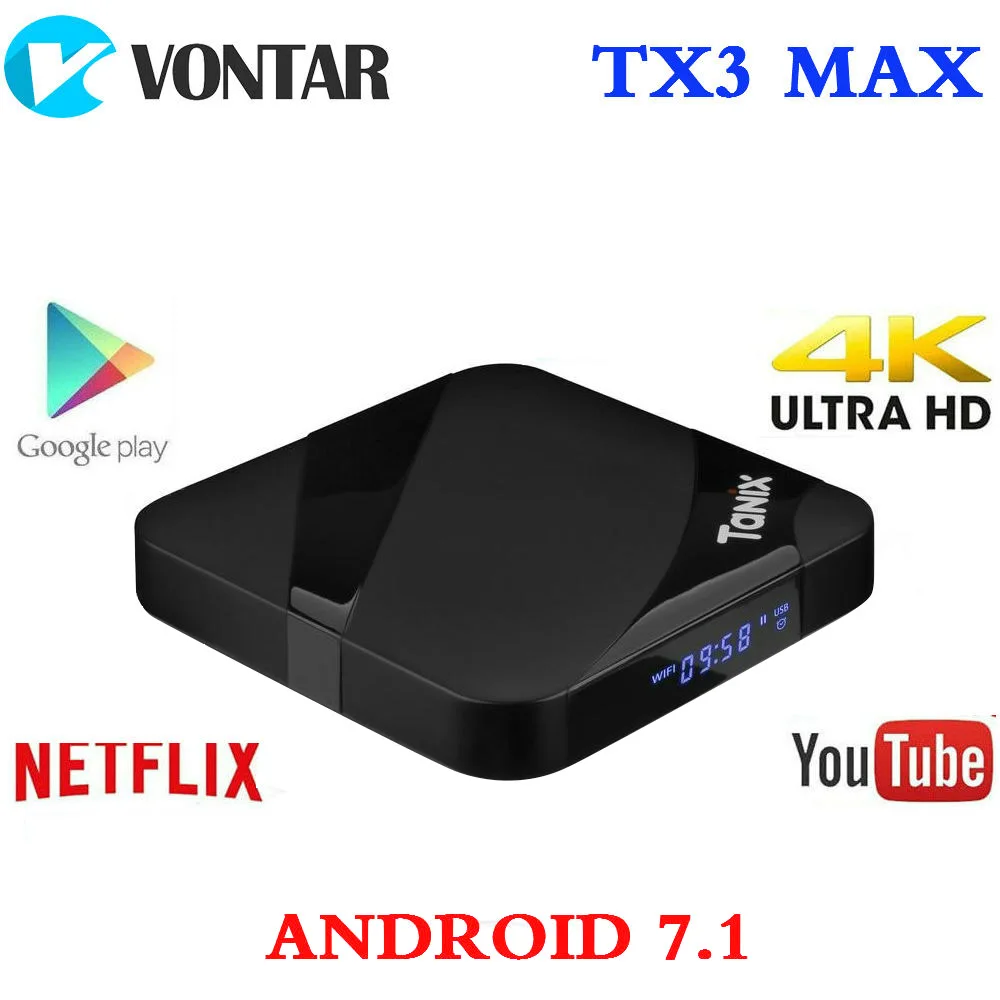 

VONTAR Smart 4K Android 7.1 TV Box TX3 Max H.265 Media Player TX3MAX Amlogic S905W 2GB 16GB 2.4G Wifi PK TX3 mini TVBox