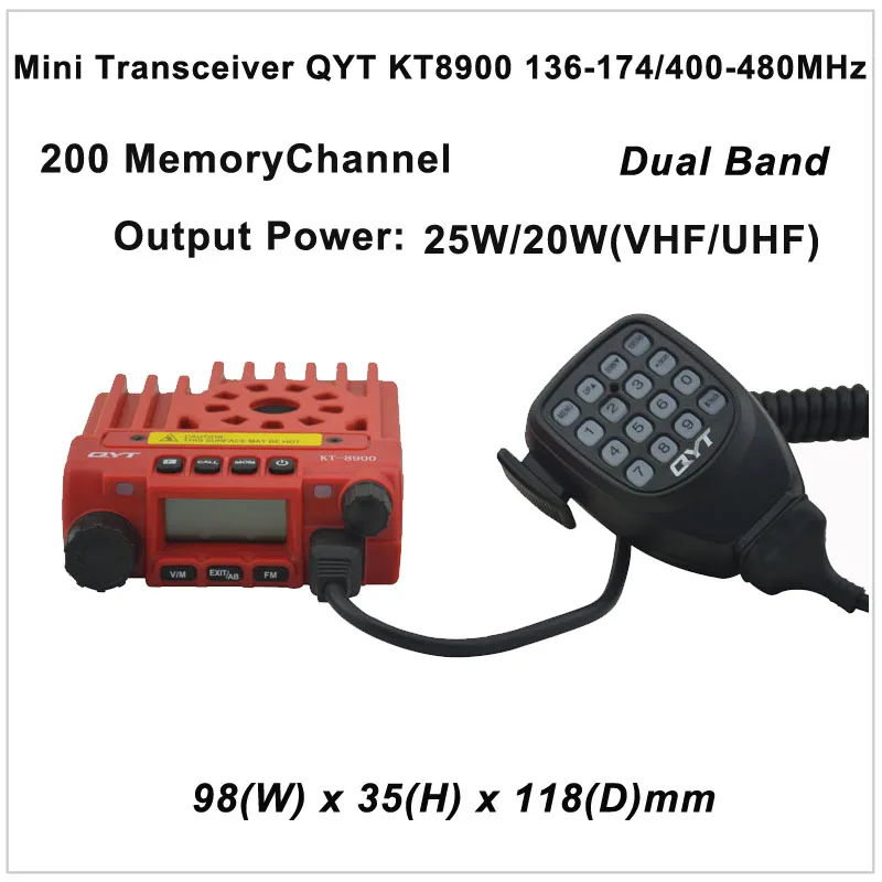 Qyt Kt-8900 Mini Ricetrasmettitore Qyt Kt8900 136-174/400-480 Mhz Radio Bidirezionale Dual Band Ricetrasmettitore Mobile Colore Rosso