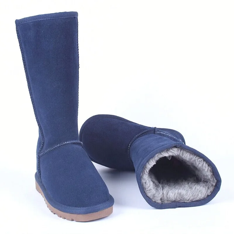 Водонепроницаемые зимние сапоги; австралийская женская обувь; коллекция года; зимняя теплая меховая плюшевая однотонная Классическая Брендовая обувь на платформе; zapatos mujer; большой размер 45 - Цвет: deep blue