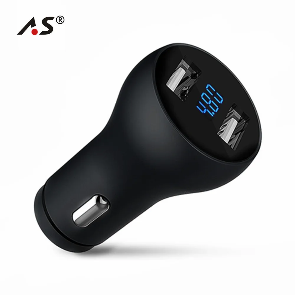 

A.S Dual USB Car Charger Digital LED Display 5V 4.8A Aluminium Fast Charging Voltage Monitoring For iPhone Samsung Xiaomi