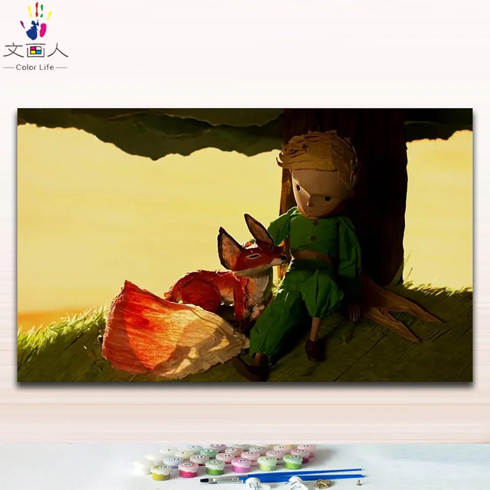 Картина «сделай сам» по номерам принца и лисы Маленький принц звезда Роза картина раскраска краски по номерам с комплектами для декора стен - Цвет: 8779