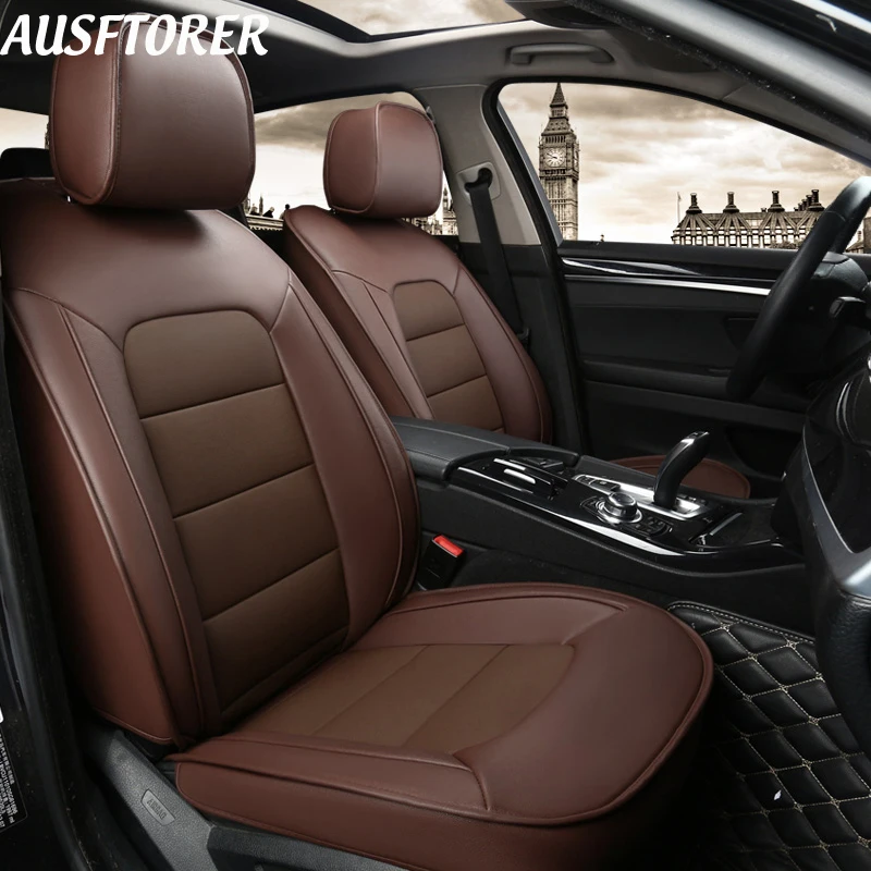 AUSFTORER Custom Cowhide Cover Car Seats for Jaguar XJ Automobiles Seat