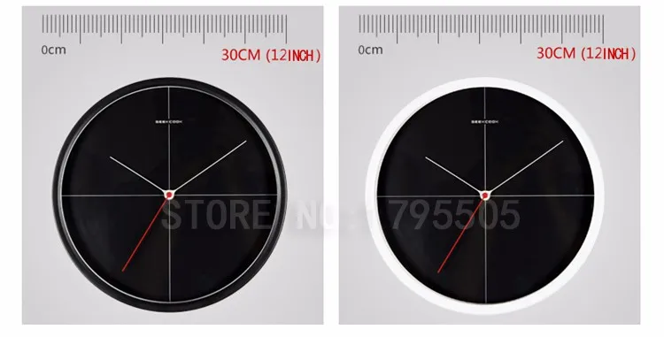 12 дюймов Черный Белый Простая декорация настенные часы минималистичные стеклянные современные металлические часы Креативный дизайн точные круглые C5T069