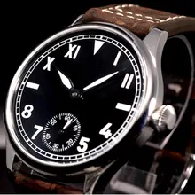 44mm parnis Black Dial Brown Leather strap 6498 Hand Winding Movement men's Watch 44mm parnis Black Dial Brown Leather strap 6498 Hand Winding Movement men's Watch
