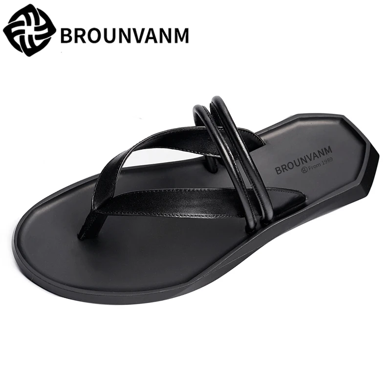 

Genuine Leather Slippers male summer sandals Sneakers Men Slippers men's Flip Flops casual Shoes beach outdoor all-match cowhide