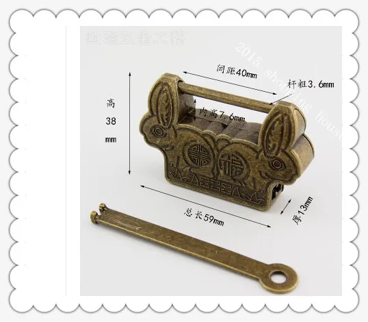 

A023 Furniture accessories Mini small antique lock box cross open padlock Chinese ancient locks Zinc alloy