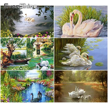 

Evershine Diamond Painting Full Square Animals Swan Pictures Of Rhinestones Diamond Embroidery Landscape Cross Stitch Kit Decor