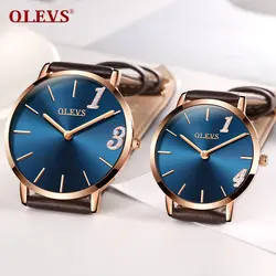 OLEVS lovers'watch relogio Для мужчин Для женщин часы кварцевые наручные Роскошные брендовые кожаные Водонепроницаемый ультра тонкие часы Баян коль