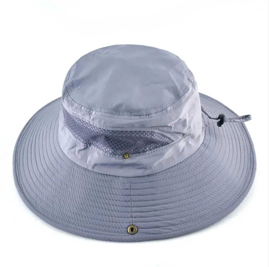Мужские летние ведро шляпа с широкими полями ВС шапки женские пляжные наружное козырек шапки для мужчин Открытый Рыбалка восхождение Боб вводная кепка - Цвет: Gray