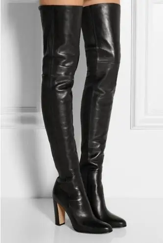 pu leather thigh high boots