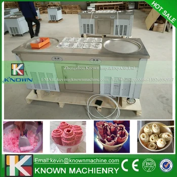 

Big size double round flat pans ice roll machine / fried ice cream roll machine