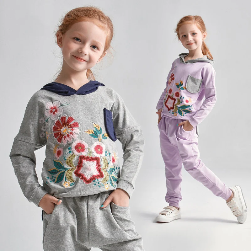 

Girls Winter Clothes 2 pcs Set Sport Costumes Fitness Clothing Outfit Floral Printed for Age 3456789 10 11 12 13 14T Years Old