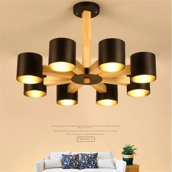 

3/6/8 Heads Nordic Simple Living Room Chandelier Solid Wood Restaurant Study Bedroom Cafe Woody Decoration Lamp Free Shipping