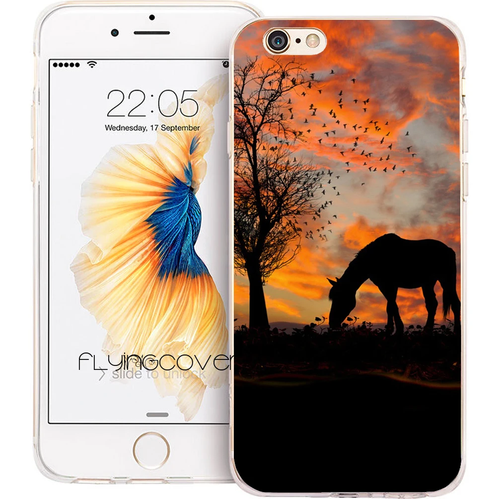 Coque Sunset Horse Tree Soft Silicone Phone Cases for