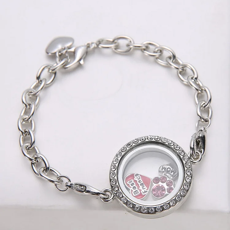 Diy Silver Metal Circle Rahmen Pendant Bracelets Magnetic Crystal Diy Silver Metal Circle Rahmen Pendant Bracelets Magnetic Crystal Living Memory Locket Bracelet Floating Charms In Chain Link From Jewelry