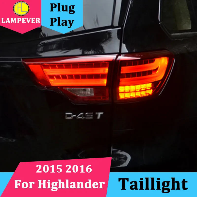 Car Tail Lights For Toyota Highlander 2015 2016 Taillights LED Light Rear Lamp DRL+Brake+Signal highlander back light | Автомобили и
