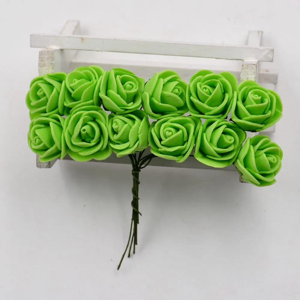 12 шт. милый ПЭ розовый искусственный цветок для свадьбы, дома, вечерние украшения, свадебный венок, скрапбук - Цвет: Зеленый