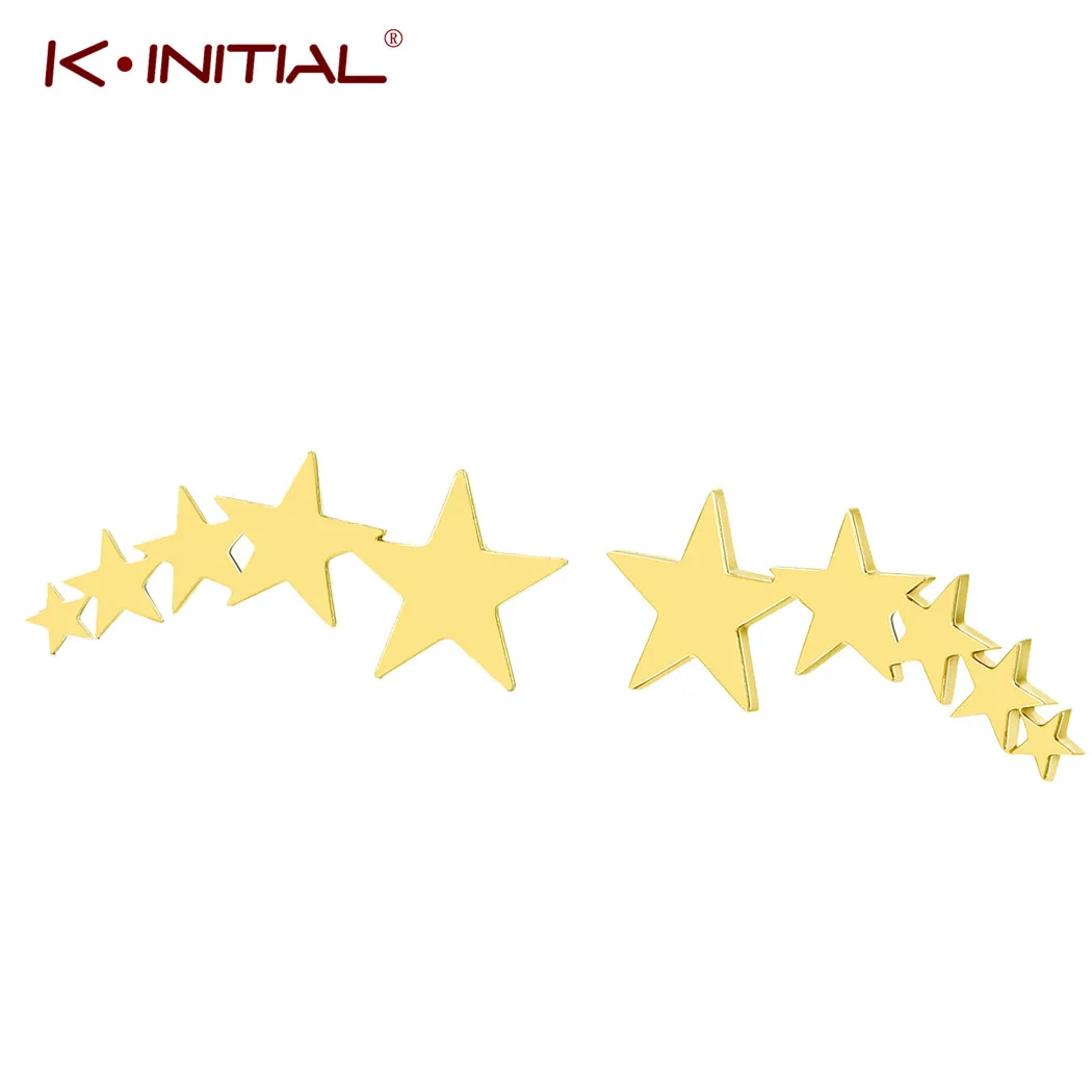 

Kinitial New Women's Fashion Star Earrings Stainless Steel Star Climber Sweet Metal Ear Earrings For Girl Gift boucle d'oreille