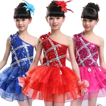 20pcs/lot Free Shipping Children Girls Dance Wear Kids Summer Sequin Ballet Latin Dancing Dress Stage Ballroom Costumes Clothes