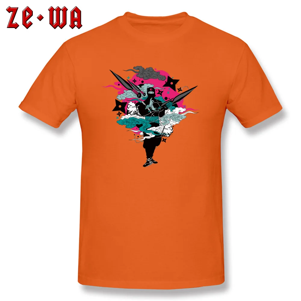 Men Brand Tops Shirts Round Collar VALENTINE DAY 100% Cotton T Shirts Europe japan samurai ninja japanese color T Shirts japan samurai ninja japanese color orange