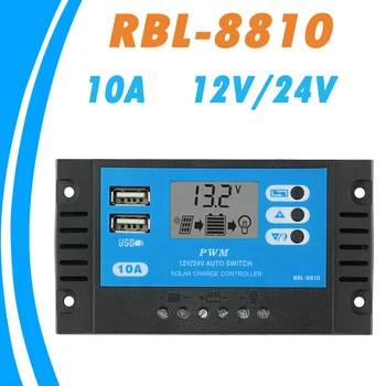

PWM 10A Solar Charge Controller 12V 24V Auto LCD Solar Charger with Dual USB Output New