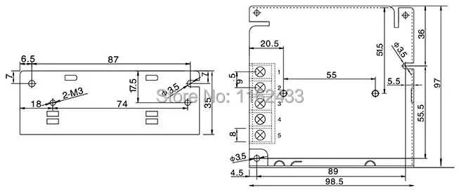 S-15&nbsp;series&nbsp;general switching power supply&nbsp;mounting dimensions