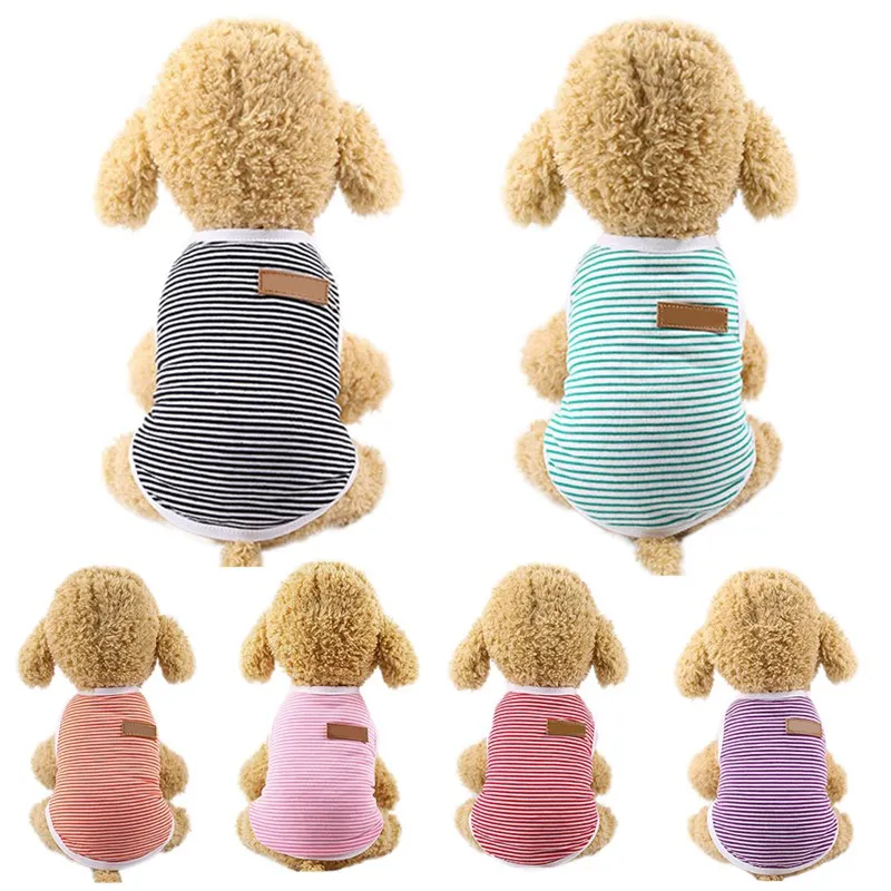 Pet Cat Dog Cotton Vests Striped Colorful Cloth Small Medium Pet Cloth ...