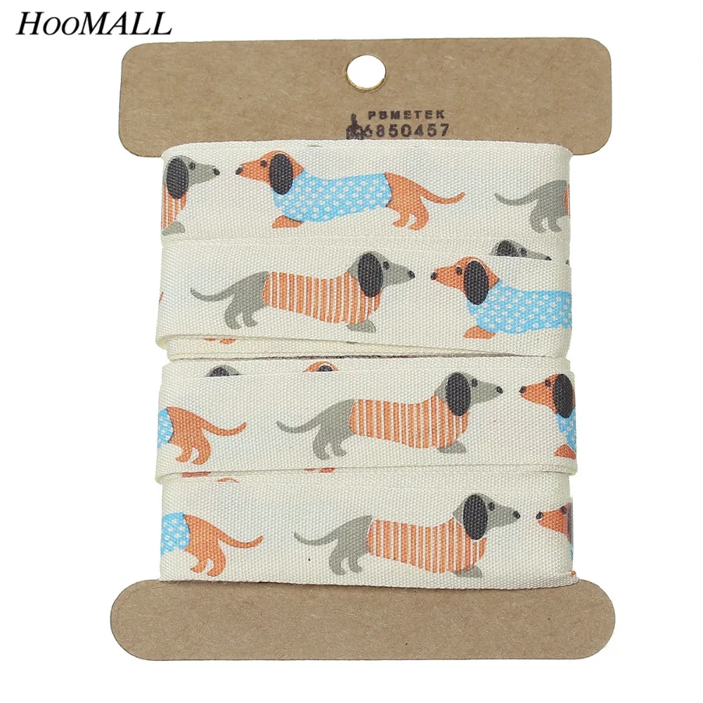 

1 Roll(4.8m) 15mm 5/8" Printed Grosgrain Ribbons Tape Cute Dogs Handmade Crafts Woven Brand Labels Gift Packaging
