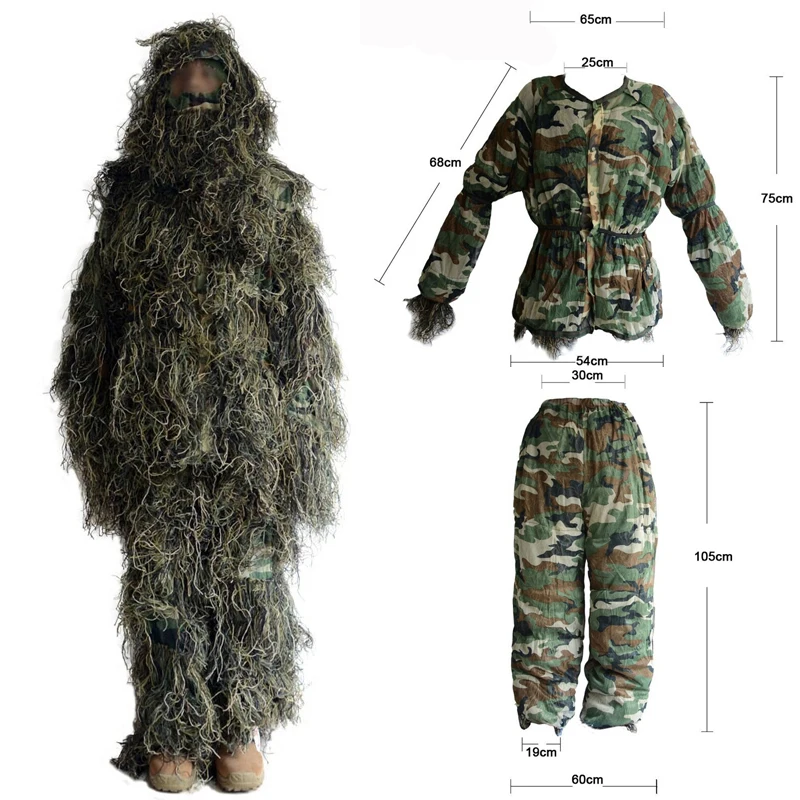 Sniper Tactical Yowie Bionic ghillie suit Camouflage jacket and pants Camouflage Hunting Ghillie Suit Secretive Hunting Clothes Sniper Tactical Yowie Bionic ghillie suit Camouflage jacket and pants Camouflage Hunting Ghillie Suit Secretive Hunting Clothes